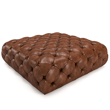 Vintage Leather Oxford Pouf: Large, Box Mapped Design 3D model image 1 