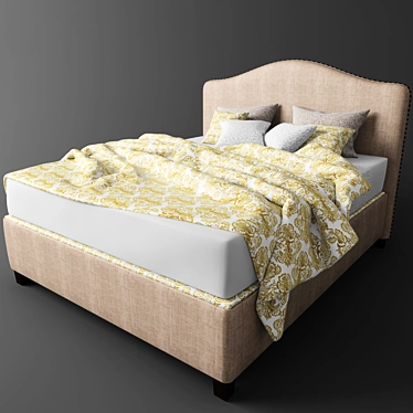 Elegant Nail-Trimmed Bed 3D model image 1 