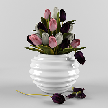 Elegant Tulip Bouquet 3D model image 1 