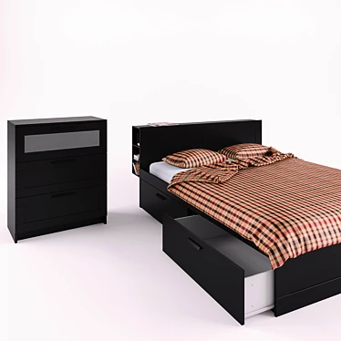 Compact and Stylish BRIMNES Bedroom Set 3D model image 1 