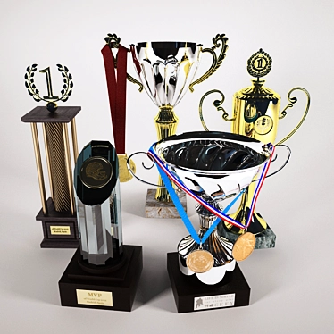 Victory Rewards Set: Cups & Medals 3D model image 1 