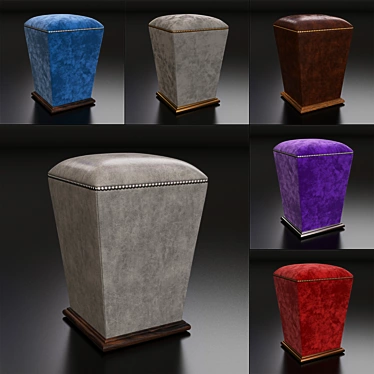 Stylish Leather Pouf 3D model image 1 