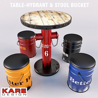 Hydrant Barrel Chairs & Table Set 3D model image 1 