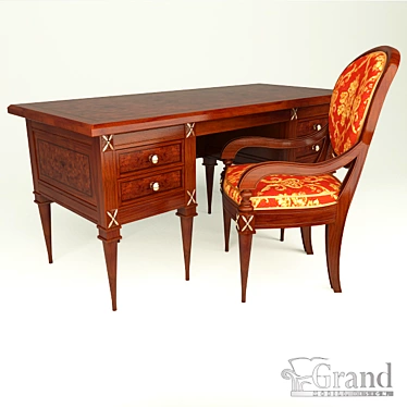 Title: "Grand" Djakonda Desk & Chair 3D model image 1 