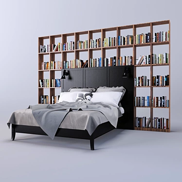 Space-Saving Library Loft Bed 3D model image 1 