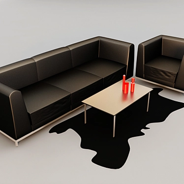 Italian Black Leather Sofa Diva 3D model image 1 
