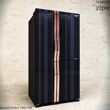SAMSUNG RS26MBZBL: Sleek Side-by-Side Refrigerator 3D model image 1 