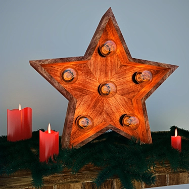 Cosmic Wood Star Lamp 3D model image 1 