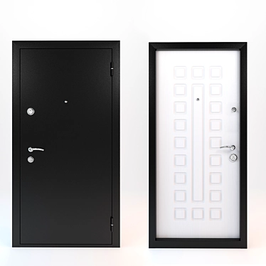 Metal-Wood Entrance Doors (2pcs) 3D model image 1 