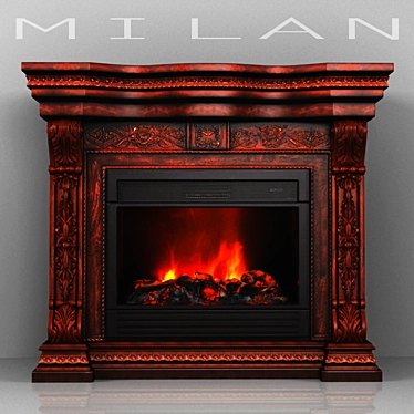 Elegant Milano Fireplace 3D model image 1 