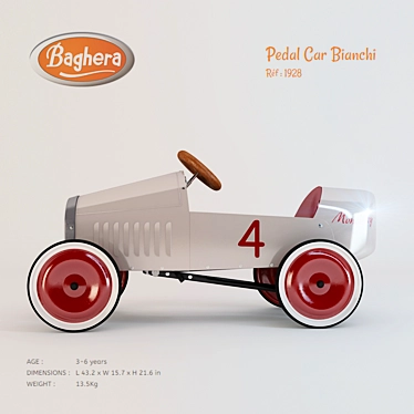 Retro-inspired Pedal Car for Kids 3D model image 1 