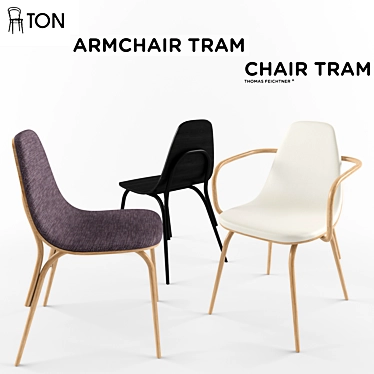 Ton Tram Chair: Classic Design with Bentwood Twist 3D model image 1 