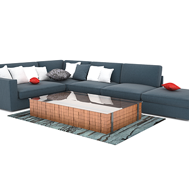 Luxury Modern 3-Seater Sofa 3D model image 1 