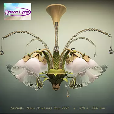 Italian Odeon Rozo Chandelier - Exquisite Lighting 3D model image 1 