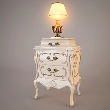 Elegant Cupboard Set with Bedside Lamp 3D model image 1 