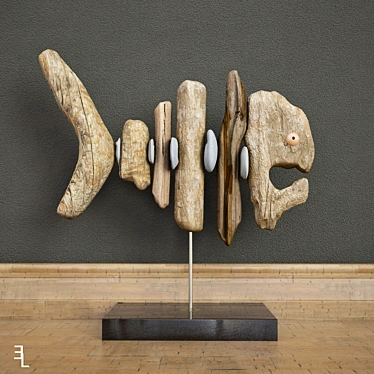 Wooden Fish Sculpture 3D model image 1 