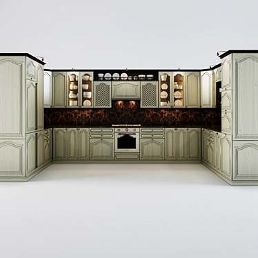 Elegant Classic Kitchen 3D model image 1 