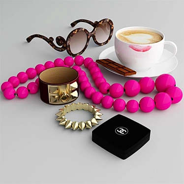 Fashionable Accessories and a Coffee Cup 3D model image 1 