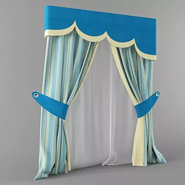 Lambrekined Curtains for Baby Room 3D model image 1 