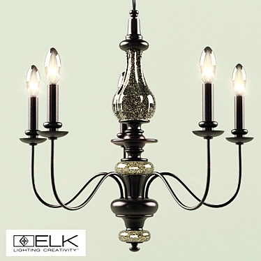 Vintage Glass-Embellished Chandelier 3D model image 1 