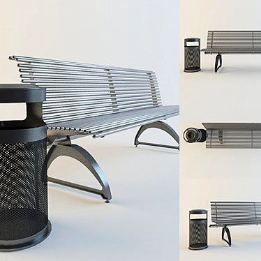 Multipurpose Outdoor Bench Set 3D model image 1 