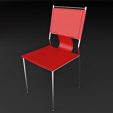 Elegant Leather and Chrome Chair 3D model image 1 