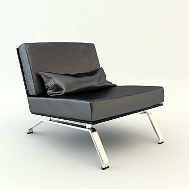 Modern Stainless Wood Leather Chair 3D model image 1 