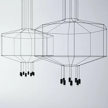 Elegant Wireflow Pendant Light 3D model image 1 