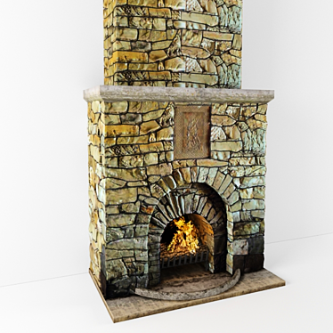 Stone Geometry Fireplace 3D model image 1 