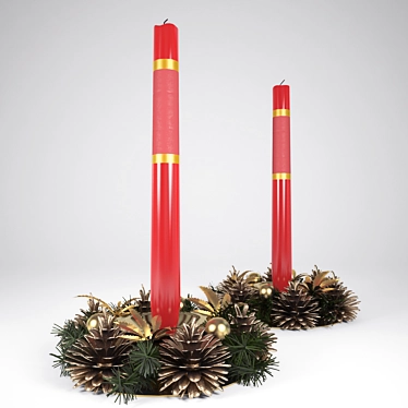 Festive Pinecone Candle Holder 3D model image 1 