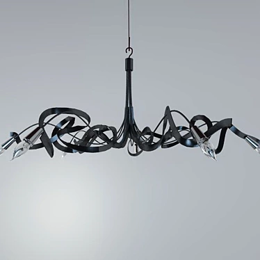 Elegant 7-Light Ribbon Chandelier 3D model image 1 