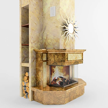 German Marble Finished Fireplace 3D model image 1 