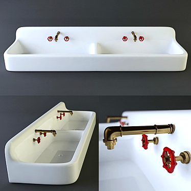 Stylish Porcelain Washbasin 3D model image 1 