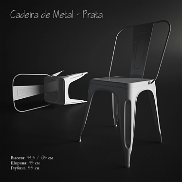 Silver Metal Chair 3D model image 1 