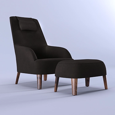 Maxalto Febo Bergére Armchair with Footstool: Your Ultimate Relaxation Spot 3D model image 1 