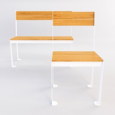 Title: Sleek Bench and Chair Combo 3D model image 1 