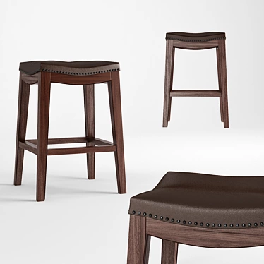 Elegant Leather Bar Stool 3D model image 1 