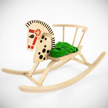 Wooden Children's Rocking Horse 3D model image 1 