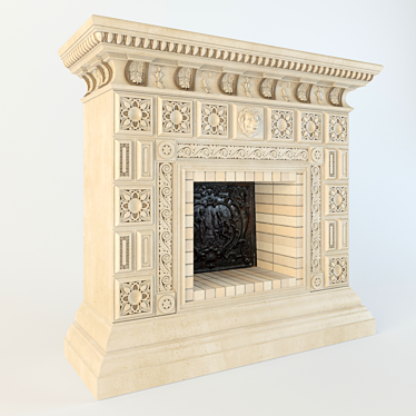 Frescoed Fireplace: Elegant Heat 3D model image 1 