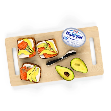 Delicious Avocado Salmon Sandwich 3D model image 1 