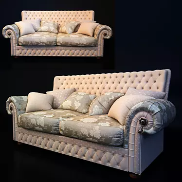 Elegant 3 Cushion Classic Sofa 3D model image 1 
