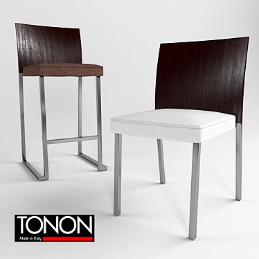 Italian Walnut or Beech Chair: Polished Chrome Metallic Structure (87cm) 3D model image 1 