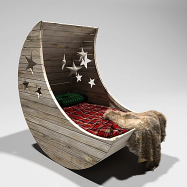 Moonlight Dream - Wooden Baby Bed 3D model image 1 