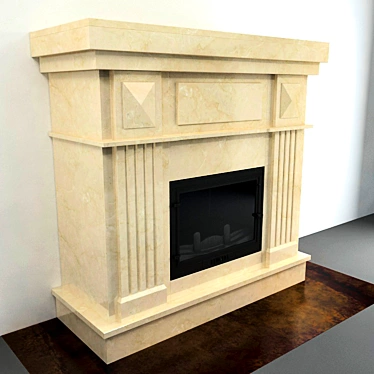 Elegant Marble Decorated Firebox 3D model image 1 
