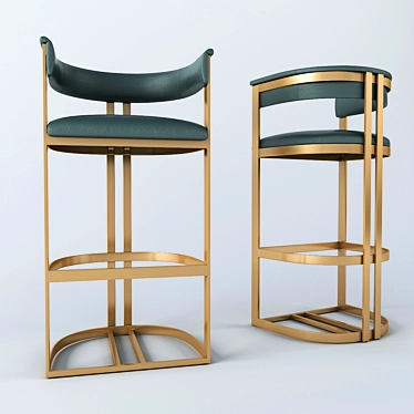 Antique Brass Calvin Bar Chair 3D model image 1 