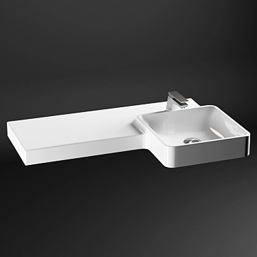 Flow Sink Simas: Modern Square Wall-Mounted Basin 3D model image 1 