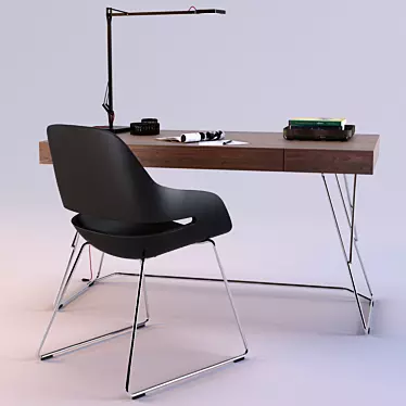 Modern Workstation Set: Maestrale Desk & Eva Chair 3D model image 1 