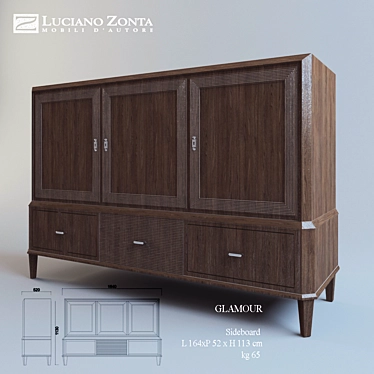 Luxury Luciano ZONTA Glamour Dresser 3D model image 1 