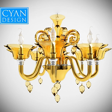 Elegant Murano Style Glass Chandelier 3D model image 1 