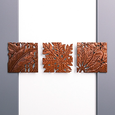 Autumn Acacia Leaf Wall Set 3D model image 1 